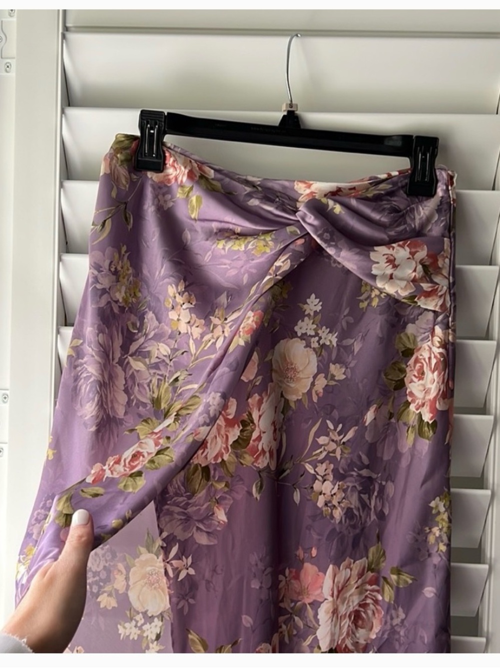 Zara Floral Satin Lavender Midi Skirt - Picture 7 of 8